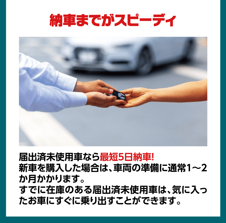 納車までがスピーディ